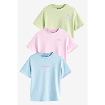 T-shirt ample délavé à motif, lot de 3 NEXT