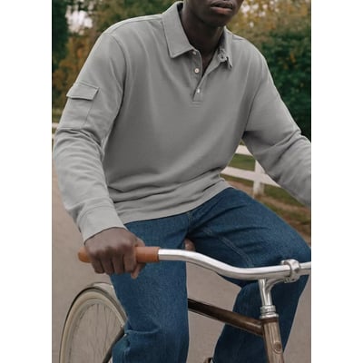 Polo en coton à manches longues et poche MANGO TEEN
