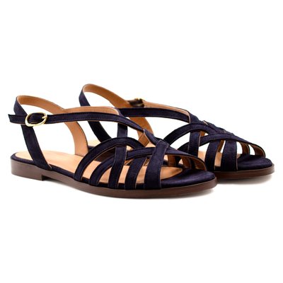 Sandales plates brides cuir daim JULES & JENN