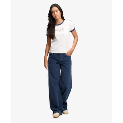 Pantalon en Velours Côtelé Baggy Taille Moyenne SUPERDRY