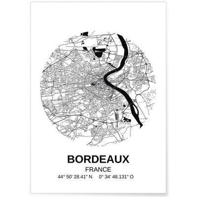 Poster Carte Bordeaux L'AFFICHERIE
