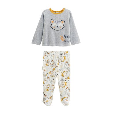 Pyjama bébé 2 pièces en velours avec pieds Petit Loup PETIT BEGUIN