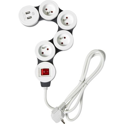 Multiprise rotative 4 prises + 2 USB ESSENTIEL B