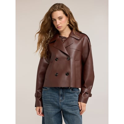 Trench court double boutonnage avec pattes d'épaule MOTIVI