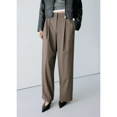 Pantalon à pinces imprimé à carreaux MANGO