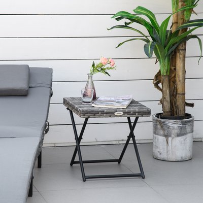 Table basse pliable de jardin résine tressée OUTSUNNY