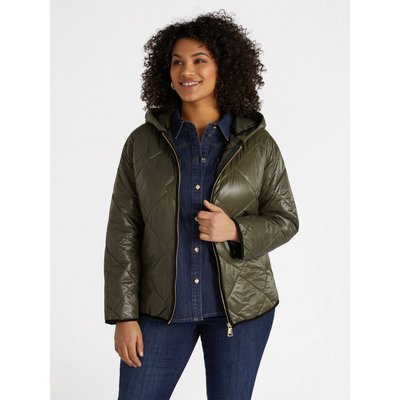 Veste matelassée avec motifs géométriques, capuche, bas arrondi à l'arrière FIORELLA RUBINO