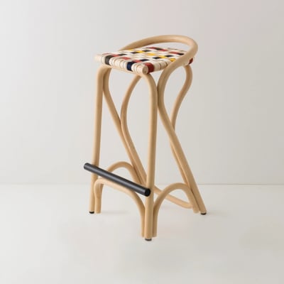 Tabouret de bar Multicolore en rotin VIRAGE ORCHID EDITION