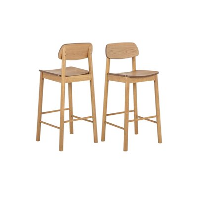 Tabourets de bar avec dossier en bois naturel (lot de 2) - IZIA HELLIN, DEPUIS 1862