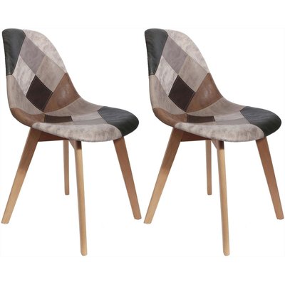Chaise en bois de hêtre et polypropylène Patchwork (Lot de 2) CMP