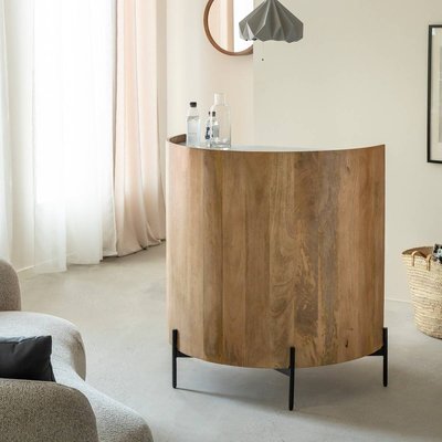Meuble bar en bois de manguier et marbre  ADLER MADE IN MEUBLES 