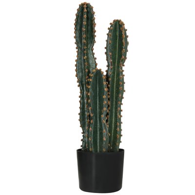 Cactus artificiel grand réalisme 3 pieds dim. Ø 17 x 60H cm pot inclus vert OUTSUNNY