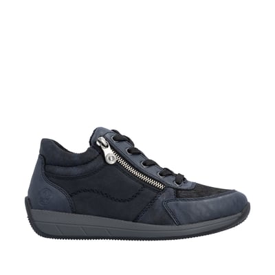Sneakers bleu marine à talon plat pourvues de lacets et d'un zip RIEKER