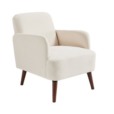 Fauteuil rétro en tissu chenille pieds bois foncé - Brooks DRAWER
