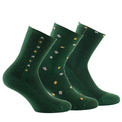 Pack de 3 paires de mi-chaussettes motif floral KINDY