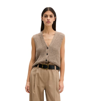 Cardigan sans manches slim en fil à bandelettes MARC O'POLO