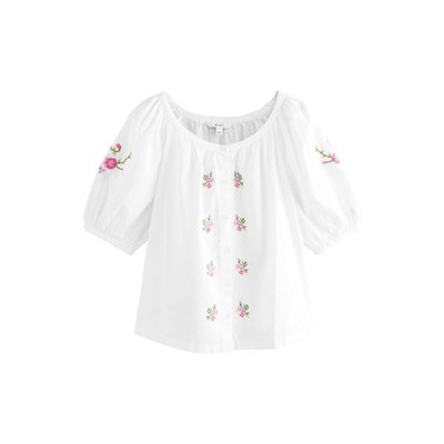Haut à manches courtes et broderie florale NEXT