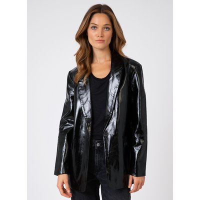 Blazer cuir noir femme clearance