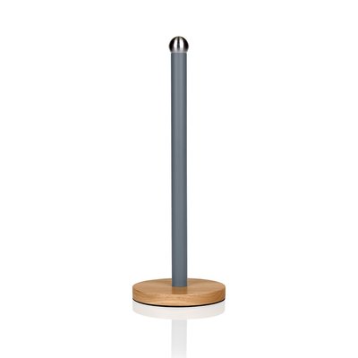 Nordic Kitchen Roll Holder with Wooden Base in Grey SWAN