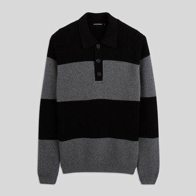 Pull polo côte perlée rayé MONOPRIX