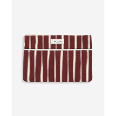 Pochette d'ordinateur en toile rayée cherry Alina GRACE AND MILA