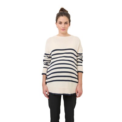 Pull long style marinière grossesse et allaitement boutonné côtés VERTBAUDET