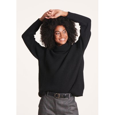 Pull ample col boule en côtes perlées LA FEE MARABOUTEE
