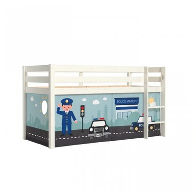 Lit sureleve en avec sommier + Rideau Policier VIPACK