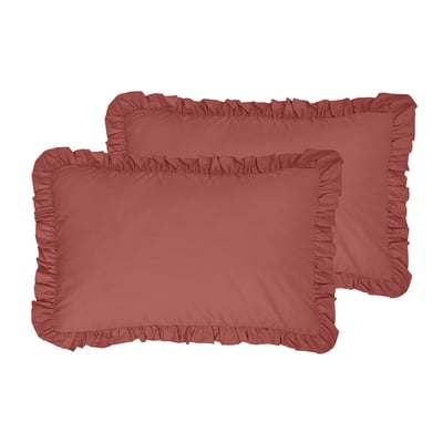Lot de 2 taies d'oreiller à volant froncé SOFT PERCALE LILY SENSEI MAISON