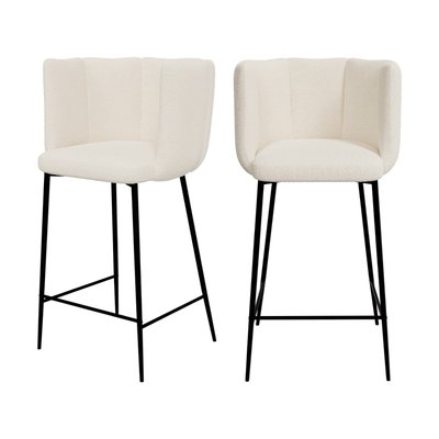 Lot de 2 chaises pour îlot central 67 cm en tissu bouclé - ROSY RENDEZ-VOUS DÉCO