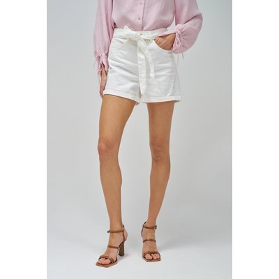 BERMUDA FAITH PUSH IN ÉCRU AVEC CEINTURE SALSA JEANS