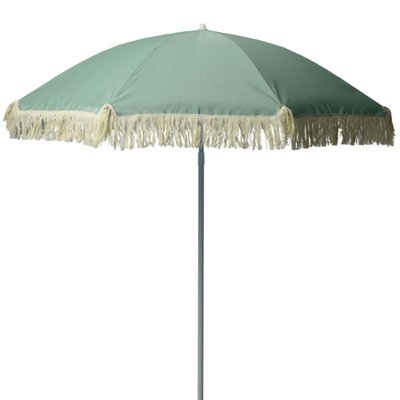 Parasol de plage vert avec frange diamètre 176cm WADIGA