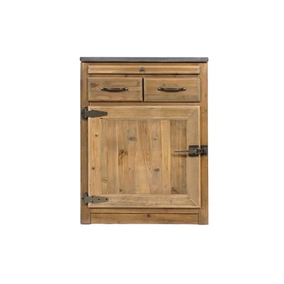 Meuble bas de cuisine en bois recyclé et pierre bleue CHAMPÊTRE MADE IN MEUBLES 