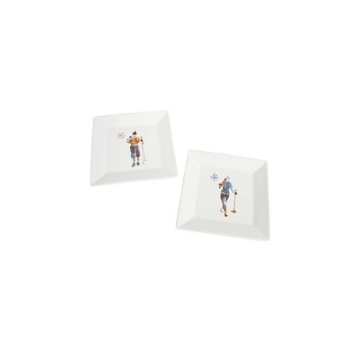 Set de 2 Assiettes Creuses en Céramique Blanche Skieurs Flocon WADIGA