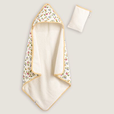 Completo 2 pezzi mantella da bagno e guanto in cotone bio PETIT BATEAU x LA REDOUTE INTERIEURS