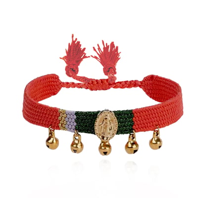 Bracelet en tissu réglable avec cabochon central et pampilles CIPRA HIPANEMA