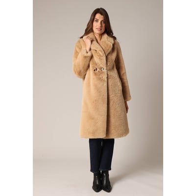 Manteau long imitation fourrure à col large
 DRESSY DEELUXE