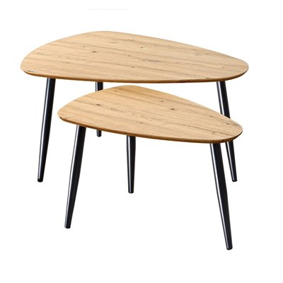 Lot de 2 Tables Gigognes avec Pieds en Métal CALICOSY