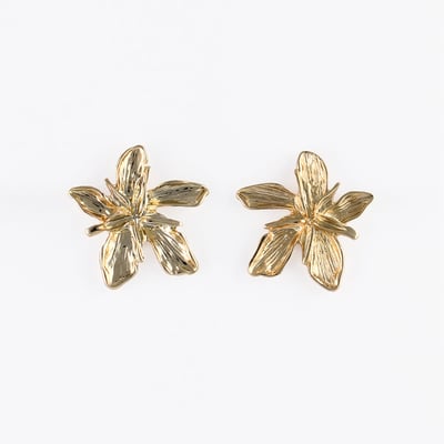 Boucles d'oreilles fleurs texturées dorées BALABOOSTE