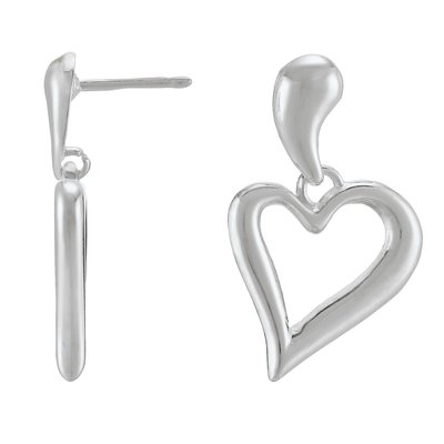 Silberne durchbrochene Herzohrringe aus Metall N°3