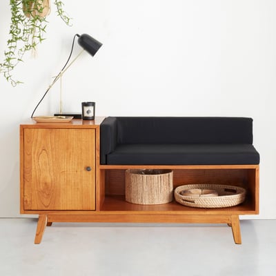 Banc en bois massif avec coussins  CELESTE BERAH GETAH