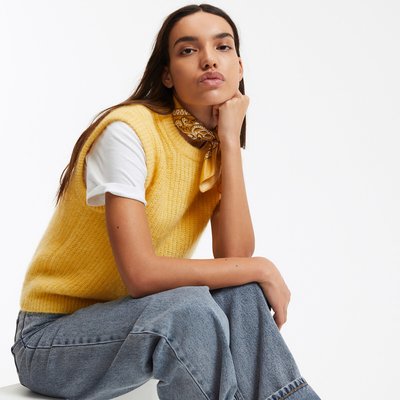 Alpaca Mix Knitted Vest Top with Crew Neck LA REDOUTE COLLECTIONS