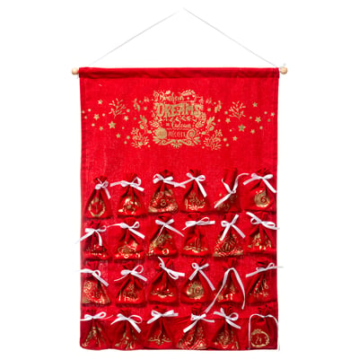 Suspension Calendrier de l'Avent Pochon H 65 cm FEERIE CHRISTMAS
