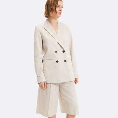 Blazer long, coupe oversize, en lin et coton LA REDOUTE COLLECTIONS