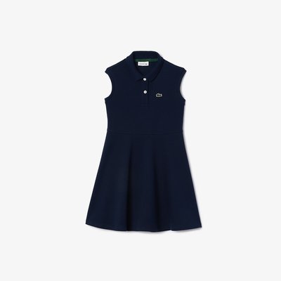 Cotton Sleeveless Polo Dress with Full Skirt LACOSTE