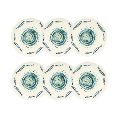 Lot de 6 assiettes creuses en faïence 21,5cm, SARDINE NOVASTYL