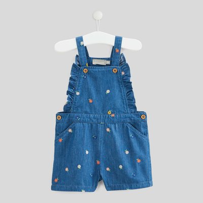 Salopette courte brodée en coton BIO GOTS BOUT'CHOU