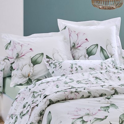 Ensemble drap plat et 2 taies Magnolia Sauge TRADILINGE