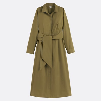 Robe chemise midi à manches longues et ceinture à nouer  LA REDOUTE COLLECTIONS