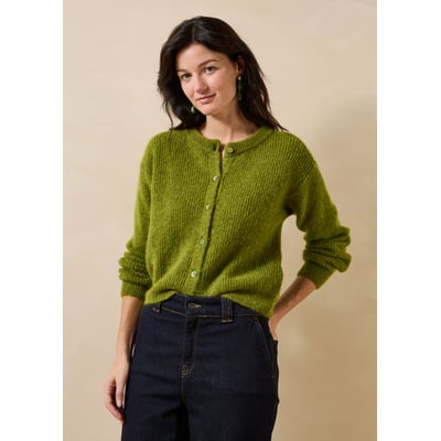 Gilet court col rond en maille à côtes LA FEE MARABOUTEE